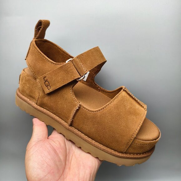 UGG Womens Brown Suede Platform Sandals - Picture 7 of 7